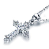 1.75ct Diamond Cross Pendant, Crucifix Diamond Necklace, 925 Silver