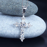1.75ct Diamond Cross Pendant, Crucifix Diamond Necklace, 925 Silver