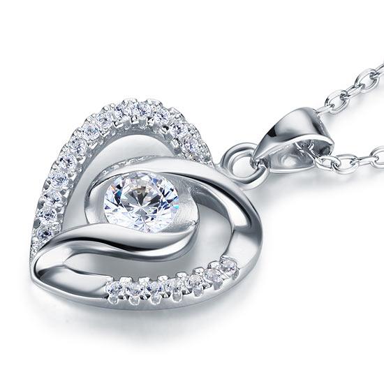 0.50ct Bridal Diamond Heart Pendant, Love Heart Diamond Necklace, 925 Silver
