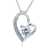 1.00ct Bridal Diamond Heart Pendant, Love Heart Diamond Necklace, 925 Silver
