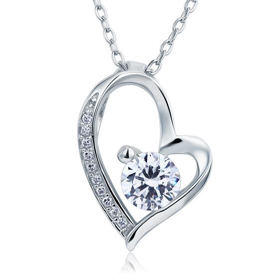 1.00ct Bridal Diamond Heart Pendant, Love Heart Diamond Necklace, 925 Silver