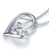 1.00ct Bridal Diamond Heart Pendant, Love Heart Diamond Necklace, 925 Silver