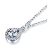 1.00ct Diamond Halo Pendant, Round Cut Classic Diamond Necklace, 925 Silver