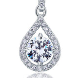 1.00ct Diamond Halo Pendant, Round Cut Classic Diamond Necklace, 925 Silver