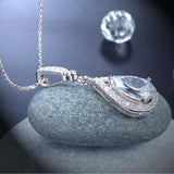 3.00ct Pear Cut Diamond Halo Pendant, Bridal Diamond Necklace, 925 Silver