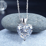 5.00ct Diamond Heart Pendant, Classic Heart Diamond Necklace, 925 Silver