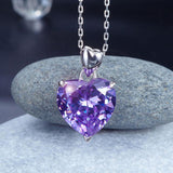 5.00ct Amethyst Purple Heart Pendant, Classic Purple Heart Bridal Necklace, 925 Silver