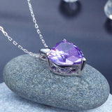 5.00ct Amethyst Purple Heart Pendant, Classic Purple Heart Bridal Necklace, 925 Silver