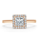Lab-Diamond Princess Cut Halo Engagement Ring, Choose Your Stone Size and Metal