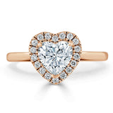 Lab-Diamond Heart Cut Halo Engagement Ring, Choose Your Stone Size and Metal