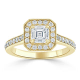 1.40ct Asscher Cut Moissanite Engagement Ring, Classic Halo, Available in White Gold, Platinum, Rose Gold or Yellow Gold