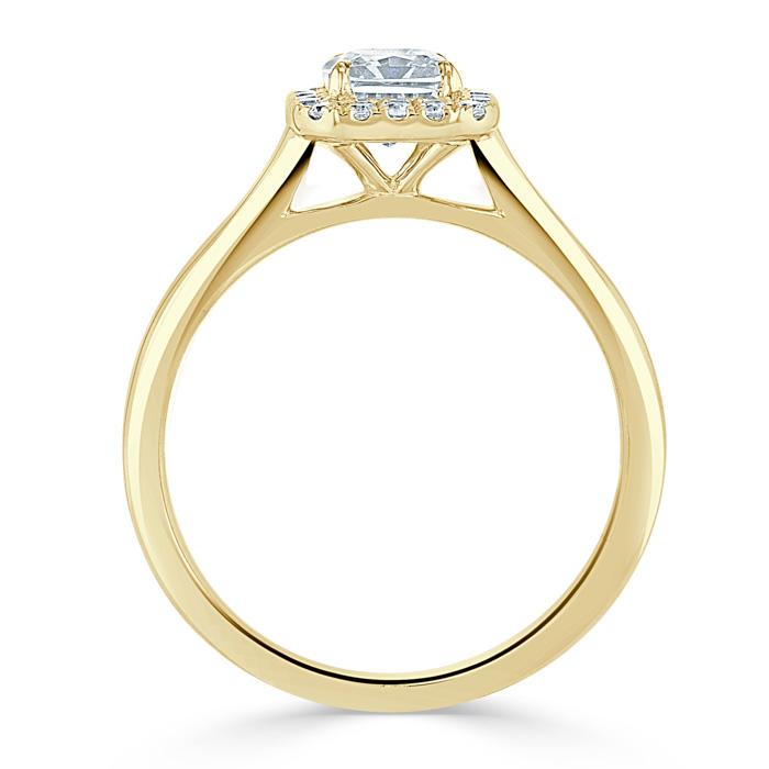 0.75ct Radiant Cut Moissanite Halo Engagement Ring, Available in White Gold or Platinum