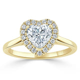 0.75ct Heart Cut Moissanite Halo Engagement Ring, Available in White Gold or Platinum