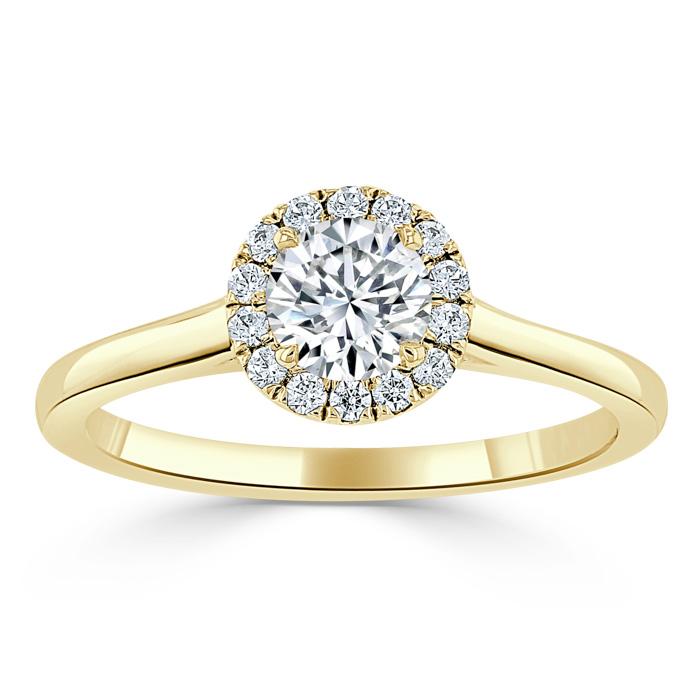 0.50ct Round Cut Moissanite Halo Engagement Ring, Available in White Gold or Platinum