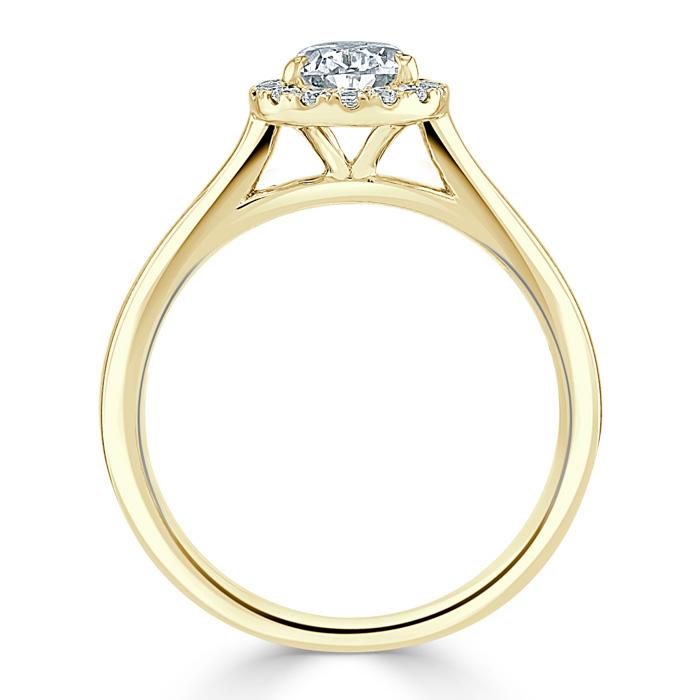 Lab-Diamond Pear Cut Halo Engagement Ring, Choose Your Stone Size and Metal