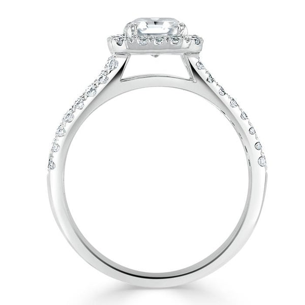 Lab-Diamond Asscher Cut Engagement Ring, Classic Halo with Split Shank, Choose Your Stone Size and Metal