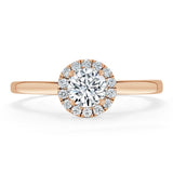 0.50ct Round Cut Moissanite Halo Engagement Ring, Available in White Gold or Platinum