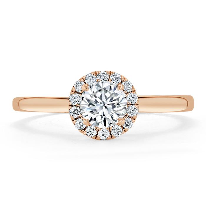 0.50ct Round Cut Moissanite Halo Engagement Ring, Available in White Gold or Platinum