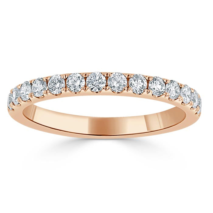 0.70ct Moissanite Wedding Band, Delicate Half Eternity Ring, 2.25mm Wide,  Available in White Gold or Platinum