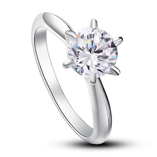 1.25ct Classic Diamond Engagement Ring, Round Cut, 925 Silver