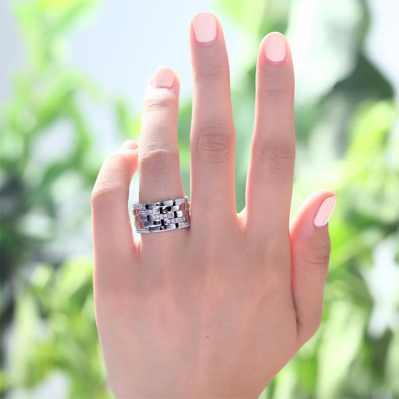 0.70ct Contemporary Full Eternity Thick Band, 925 Sterling Silver