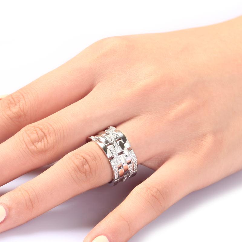 0.70ct Contemporary Full Eternity Thick Band, 925 Sterling Silver