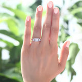 1.50ct 3 Stone Princess Cut, Half Eternity Diamond Ring, 925 Sterling Silver