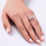 1.50ct 3 Stone Princess Cut, Half Eternity Diamond Ring, 925 Sterling Silver