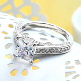 1.50ct Vintage Princess Cut Diamond  Engagement Ring, 925 Silver