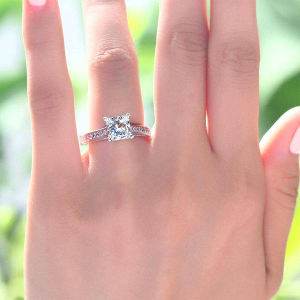 1.50ct Vintage Princess Cut Diamond  Engagement Ring, 925 Silver