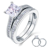 1.50ct Princess Cut Diamond Bridal Set, 925 Sterling Silver