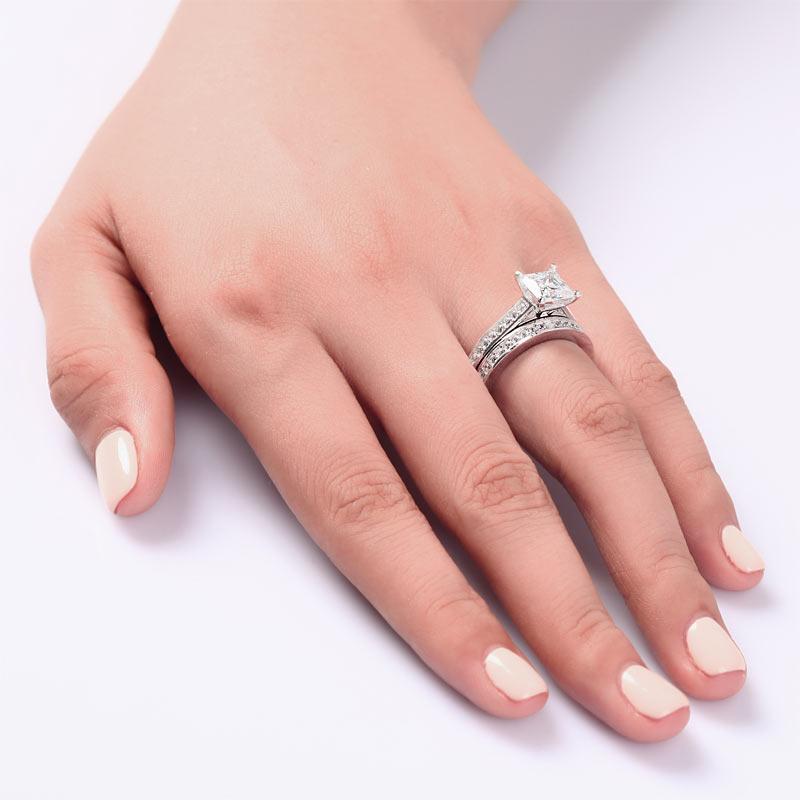 Silver diamond bridal sets sale