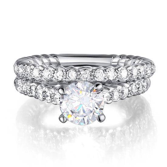 1.00ct Round Brilliant Cut Diamond Bridal Ring Set