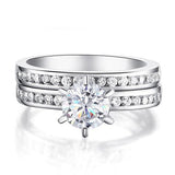 1.00ct Classic Round Cut Diamond Bridal Set, 925 Sterling Silver