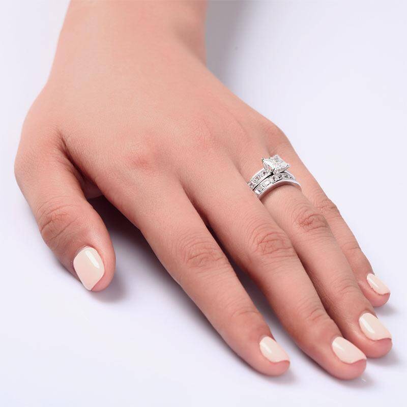 1.00ct Classic Princess Cut Diamond, Bridal Ring Set