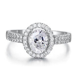 1.50ct Oval Cut Diamond Engagement Ring, 925 Sterling Silver