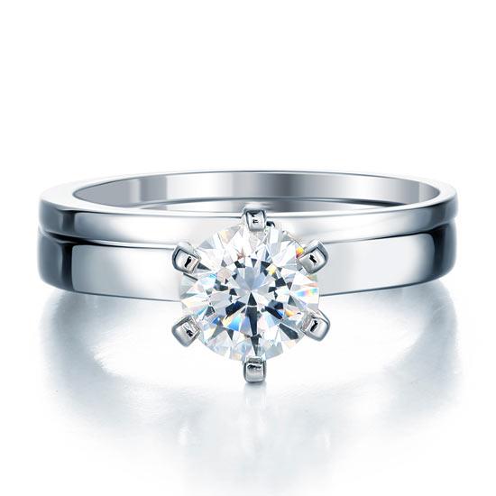 1.25ct Classic Round Brilliant Cut Diamond, Bridal Ring Set, 925 Sterling Silver