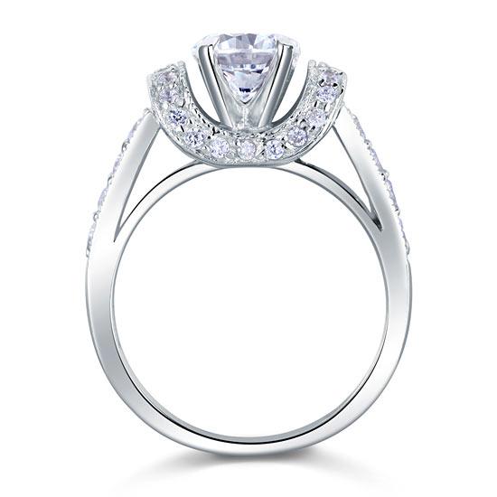 1.25ct Vintage Diamond Engagement Ring, Round Brilliant Cut, 925 Silver