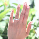 1.25ct 5 Stone Round Cut, Half Eternity Diamond Ring, 925 Sterling Silver