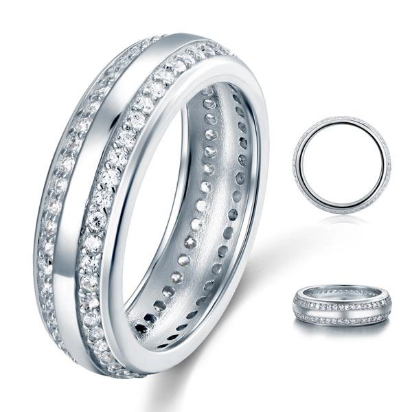 0.80ct Daimond Eternity Ring, 6.00mm Wide, 925 Sterling Silver