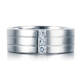 0.35ct Men's Contemporary Wedding Band Set In Solid Sterling Silver 925