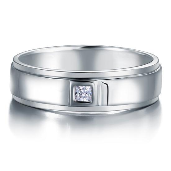 0.18ct Men's Contemporary Wedding Band Set In Sterling Silver 925