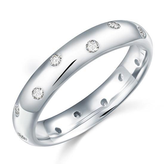 0.15ct Contemporary Full Eternity Ring, Wedding Band, 925 Silver