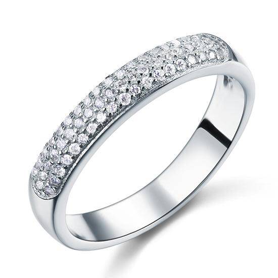 0.45ct Pave Set, Round Brilliant Cut Half Eternity Ring 