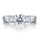 1.25ct Classic Diamond 3 Stone Engagement Ring, 925 Silver