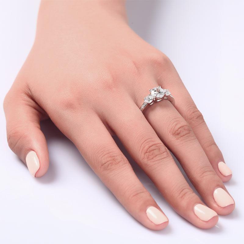 1.25ct Classic Diamond 3 Stone Engagement Ring, 925 Silver