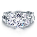 1.25ct Classic Diamond 3 Stone, Bridal Ring Set, 925 Silver