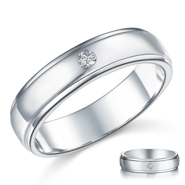 0.10ct Men's Contemporary Wedding Band Set In Solid Sterling Silver 925