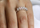 1.25ct 5 Stone Princess Cut, Half Eternity Diamond Ring, 925 Sterling Silver