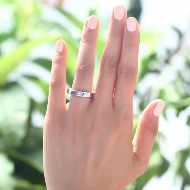 0.25ct Contemporary Diamond Engagement Ring, Princess Cut, 925 Silver